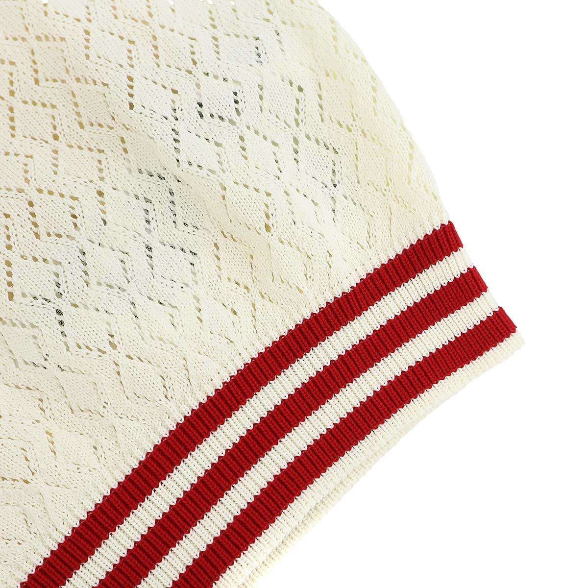 Gucci Adidas Short Sleeve Knit Polo Shirt Ivory Xs — view 5
