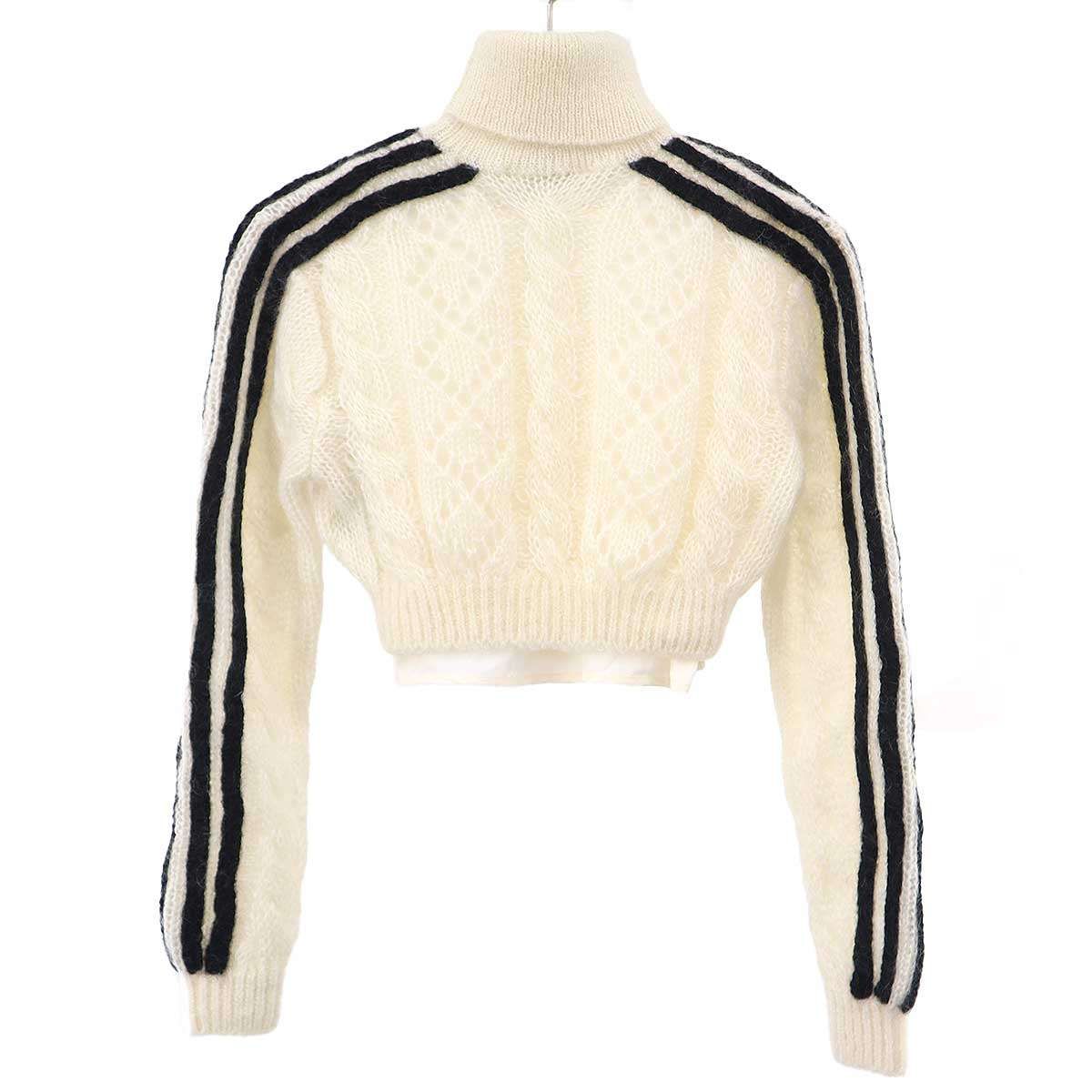 Gucci Adidas Turtleneck Mohair Knit Sweater Ivory Black XS — view 2