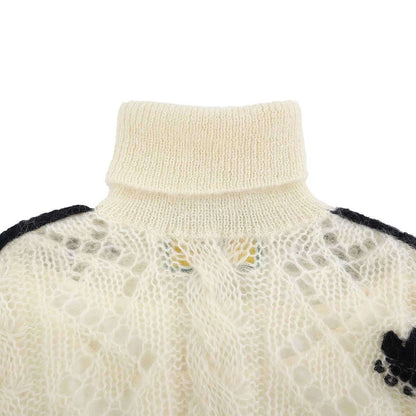 Gucci Adidas Turtleneck Mohair Knit Sweater Ivory Black XS — view 4