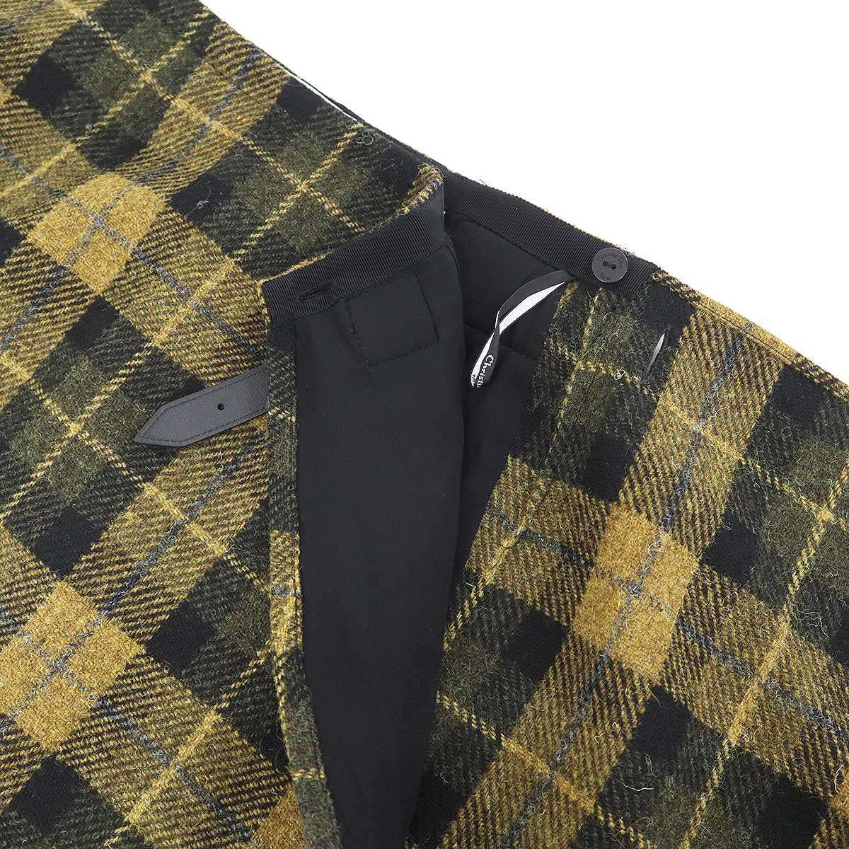 Dior Wool Check Belted Wrap Skirt Brown — view 4
