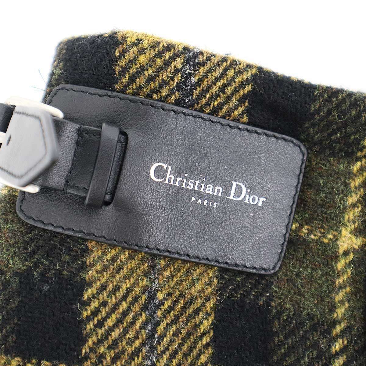 Dior Wool Check Belted Wrap Skirt Brown — view 6