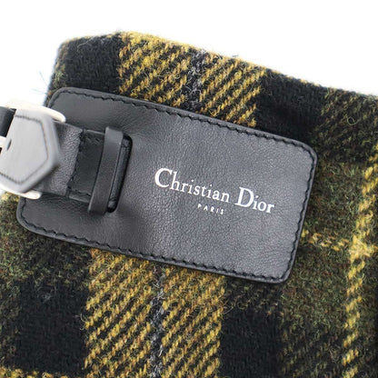 Dior Wool Check Belted Wrap Skirt Brown — view 6