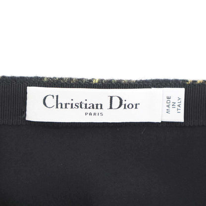 Dior Wool Check Belted Wrap Skirt Brown — view 3