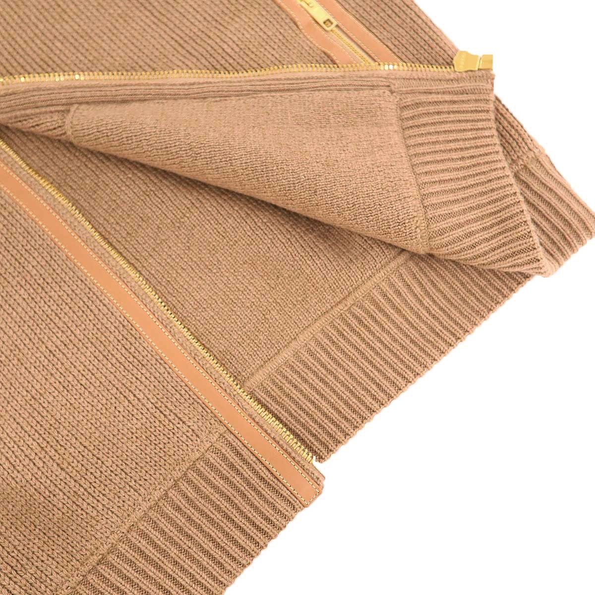 Gucci Garden Leather Camel Zip Up Knit Sweater Brown XS — view 6
