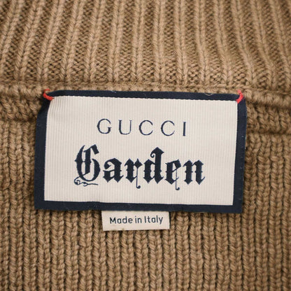 Gucci Garden Leather Camel Zip Up Knit Sweater Brown XS — view 3