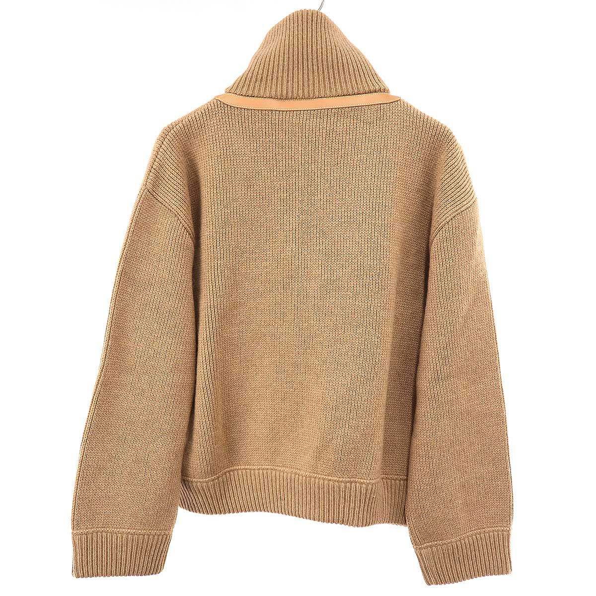 Gucci Garden Leather Camel Zip Up Knit Sweater Brown XS — view 2