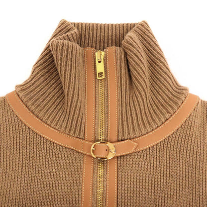 Gucci Garden Leather Camel Zip Up Knit Sweater Brown XS — view 4