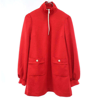 Gucci GG Jacquard Technical Jersey Half Zip Dress Red Xxs