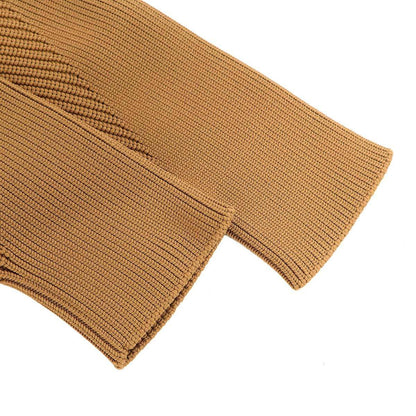 Gucci Chunky Ribbed V-neck Knit Sweater Camel — view 4
