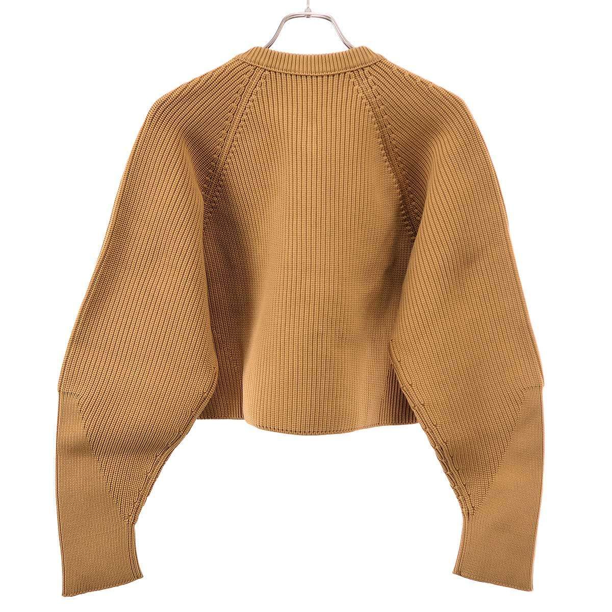 Gucci Chunky Ribbed V-neck Knit Sweater Camel — view 2