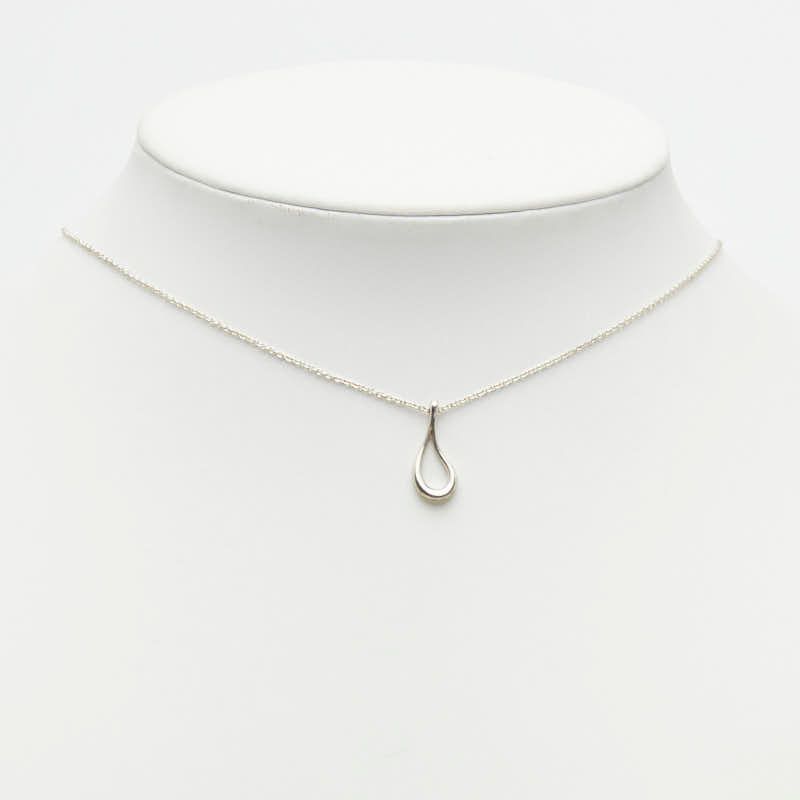 Tiffany & Co Elsa Peretti Open Teardrop Chain Pendant Necklace Silver — view 9