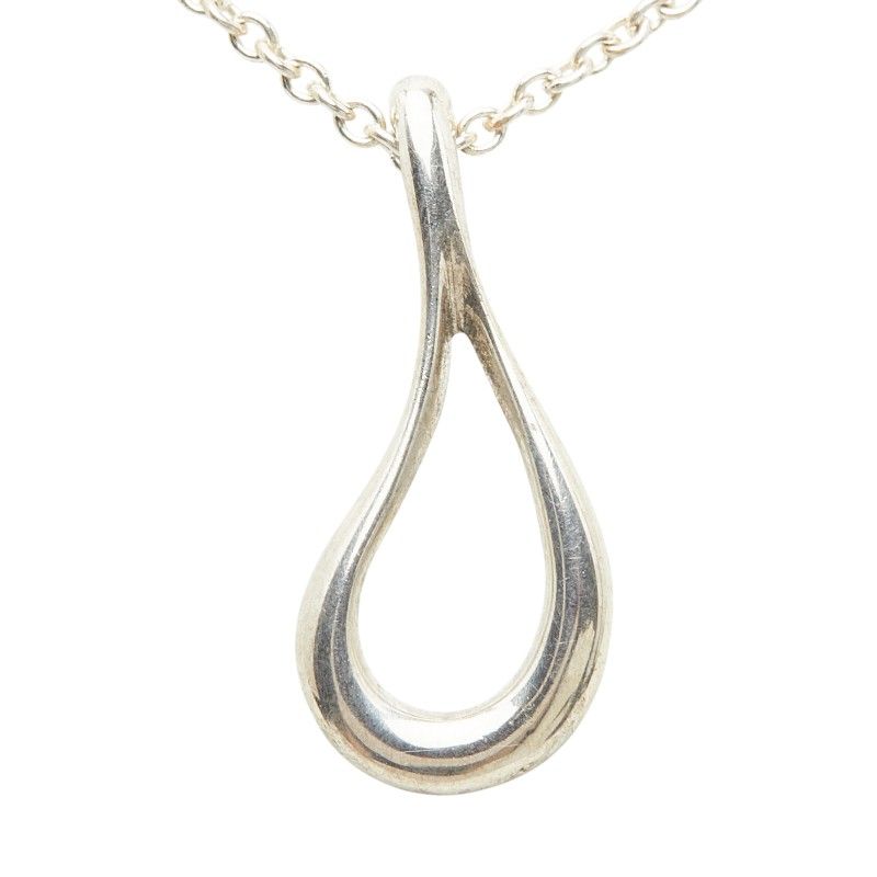 Tiffany & Co Elsa Peretti Open Teardrop Chain Pendant Necklace Silver — view 4
