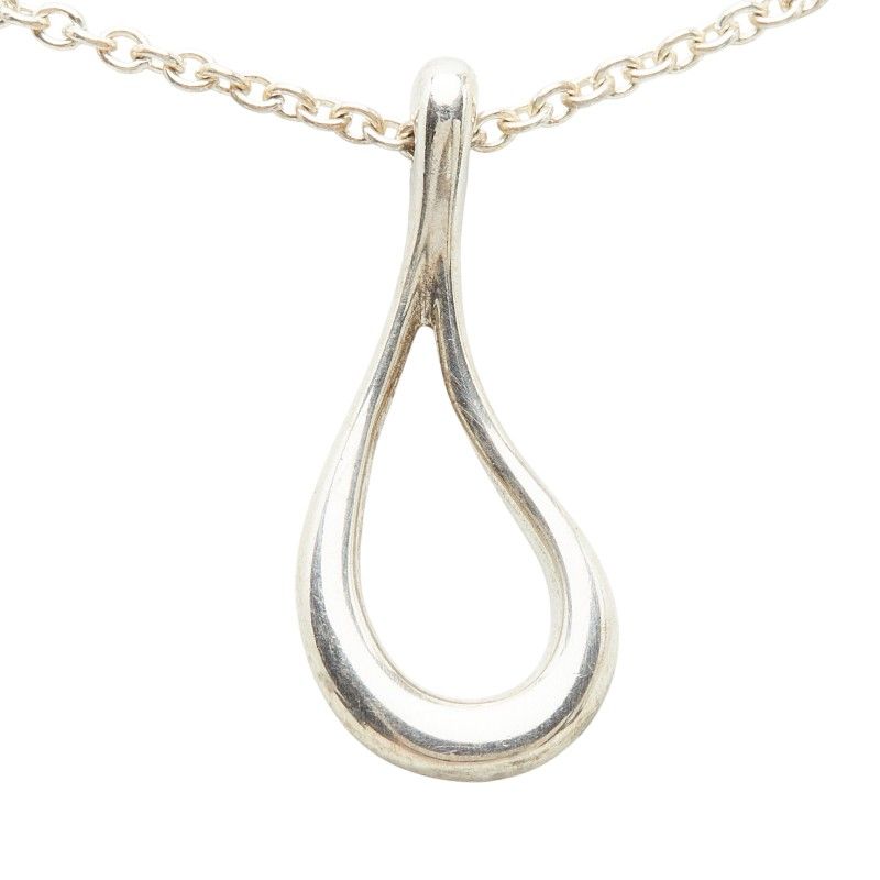 Tiffany & Co Elsa Peretti Open Teardrop Chain Pendant Necklace Silver — view 3