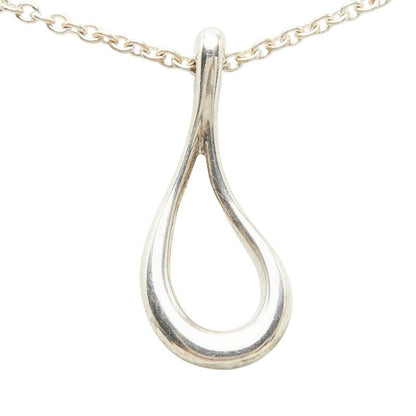 Tiffany & Co Elsa Peretti Open Teardrop Chain Pendant Necklace Silver — view 3