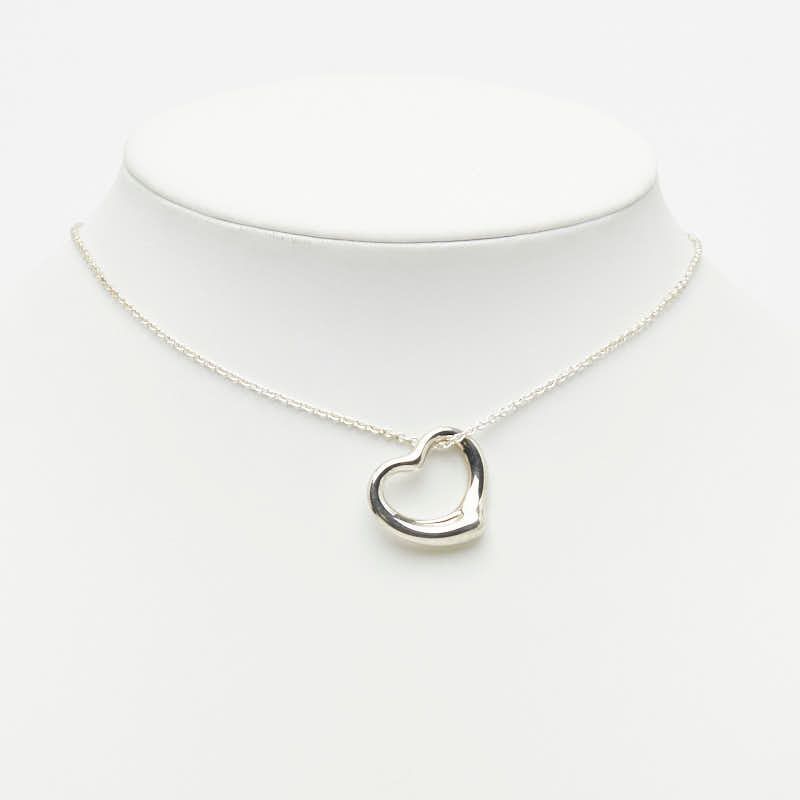 Tiffany & Co Elsa Peretti Open Heart Chain Pendant Necklace Silver — view 9