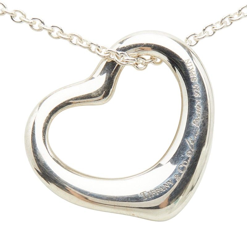 Tiffany & Co Elsa Peretti Open Heart Chain Pendant Necklace Silver — view 4