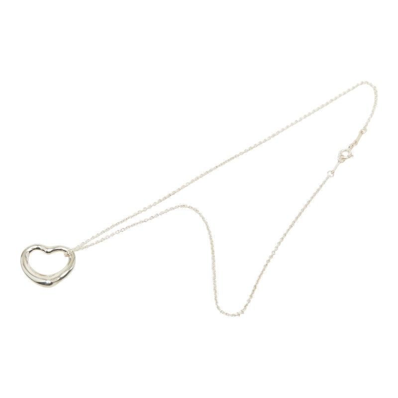 Tiffany & Co Elsa Peretti Open Heart Chain Pendant Necklace Silver — view 2