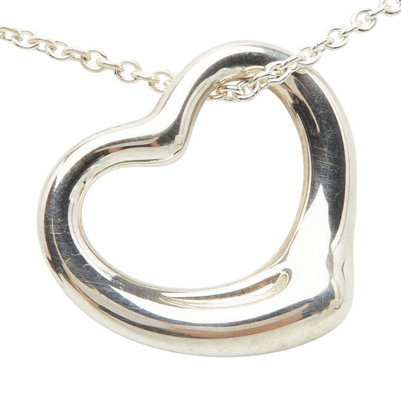 Tiffany & Co Elsa Peretti Open Heart Chain Pendant Necklace Silver — view 3