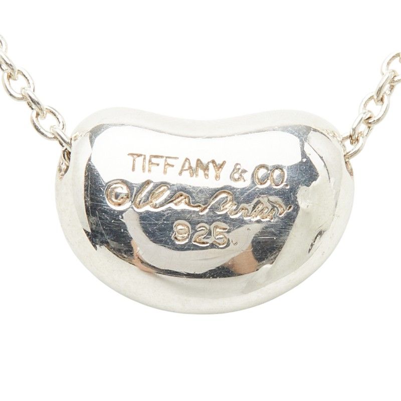 Tiffany & Co Elsa Peretti Bean Motif Chain Pendant Necklace Silver — view 4