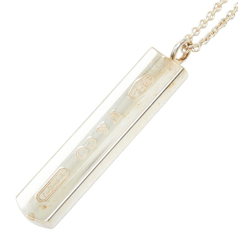 Tiffany & Co Narrow Bar Chain Pendant Necklace Silver