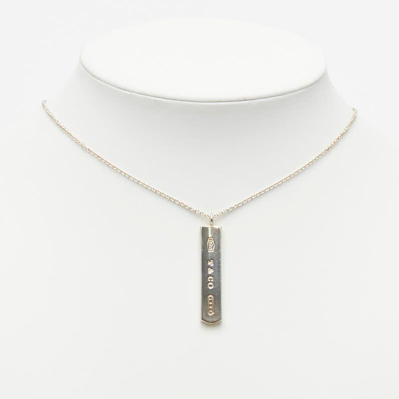 Tiffany & Co Narrow Bar Chain Pendant Necklace Silver — view 7