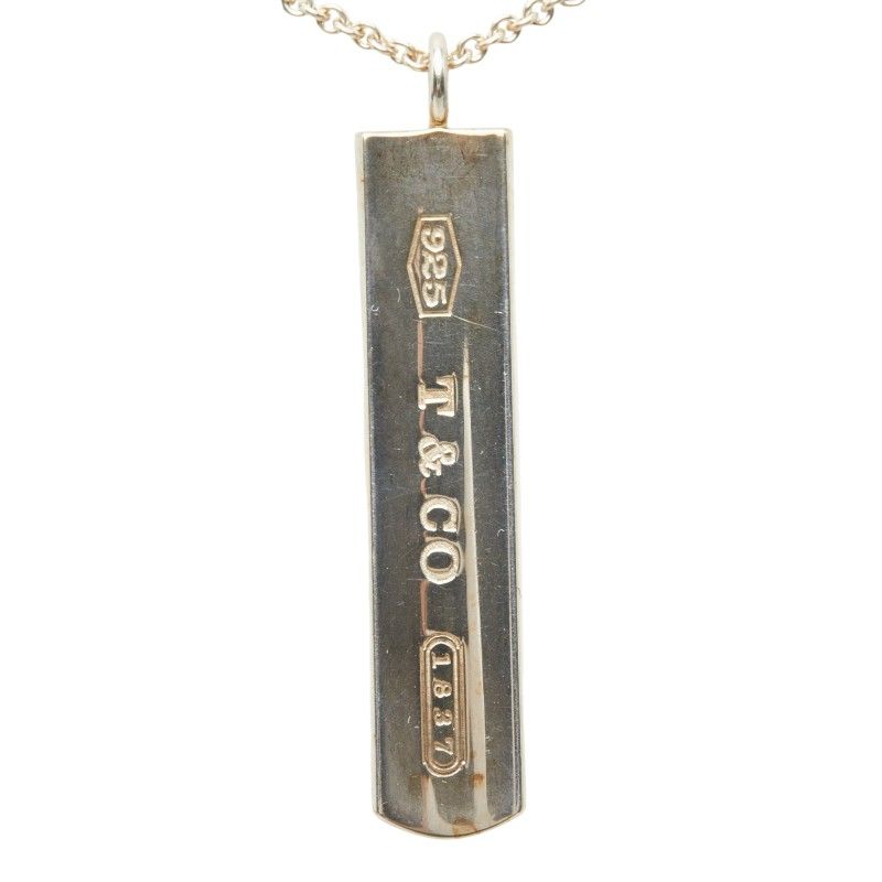 Tiffany & Co Narrow Bar Chain Pendant Necklace Silver — view 3