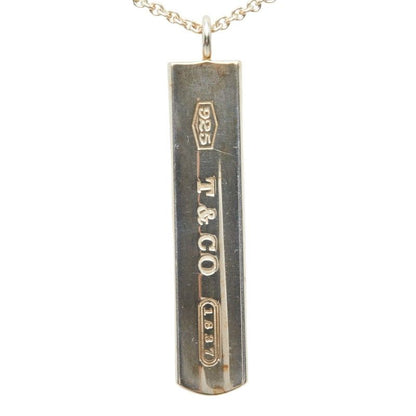 Tiffany & Co Narrow Bar Chain Pendant Necklace Silver — view 3