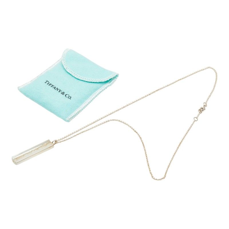 Tiffany & Co Narrow Bar Chain Pendant Necklace Silver — view 8