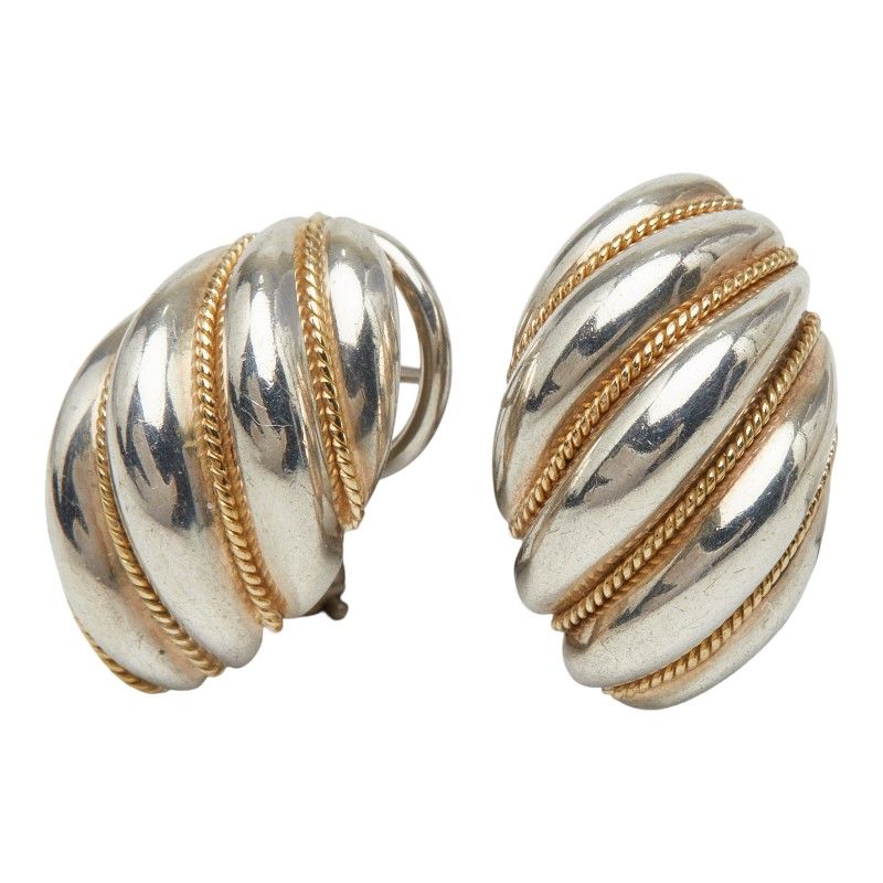 Tiffany & Co Twist Loop Earrings Silver 18k Yellow Gold