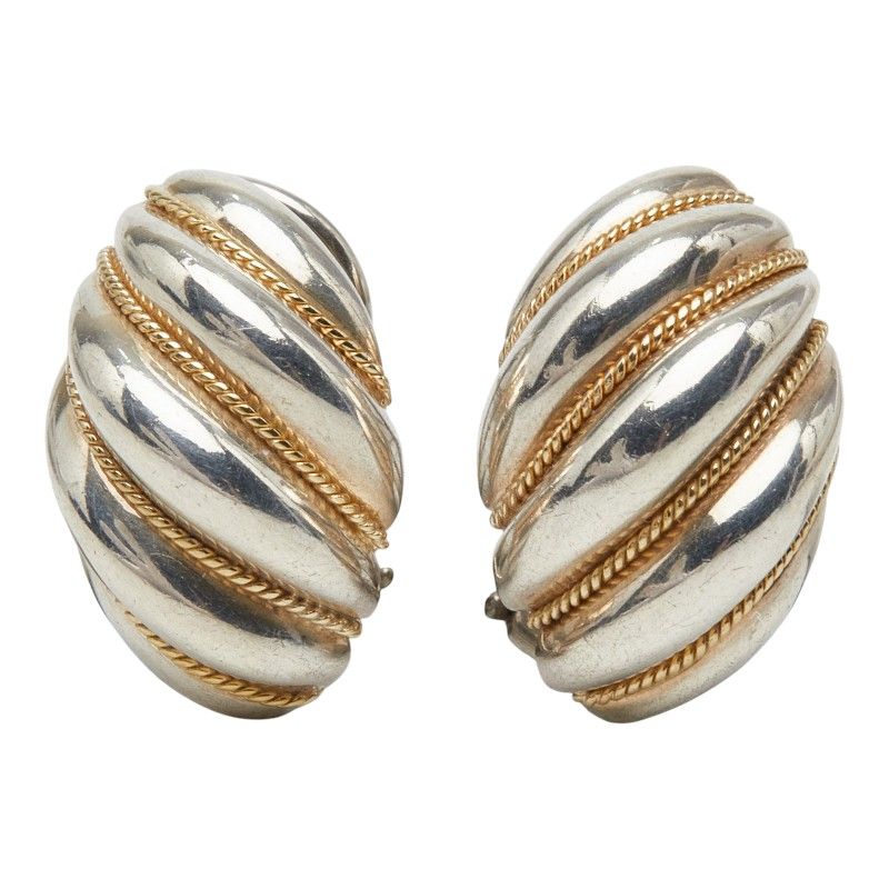 Tiffany & Co Twist Loop Earrings Silver 18k Yellow Gold — view 2