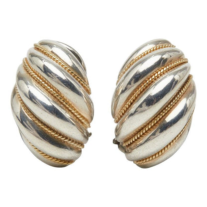 Tiffany & Co Twist Loop Earrings Silver 18k Yellow Gold — view 2