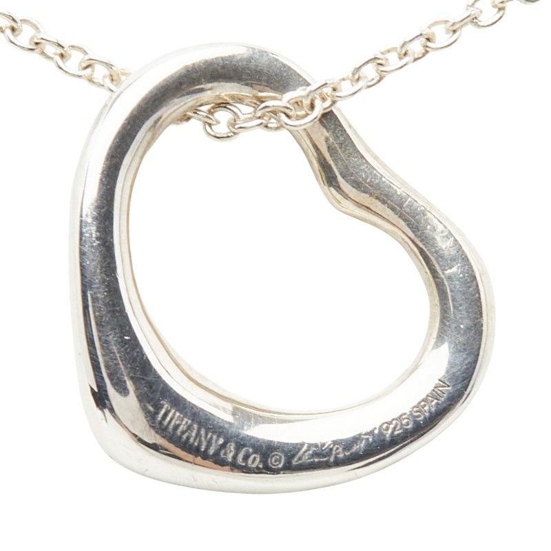 Tiffany & Co Elsa Peretti Open Heart Chain Pendant Necklace Silver — view 4