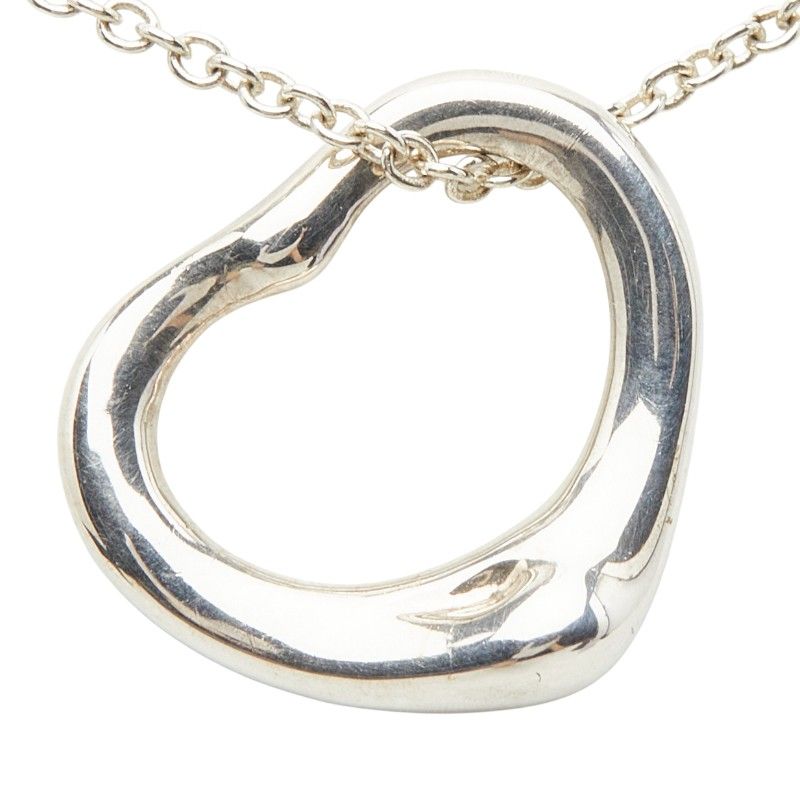 Tiffany & Co Elsa Peretti Open Heart Chain Pendant Necklace Silver — view 3