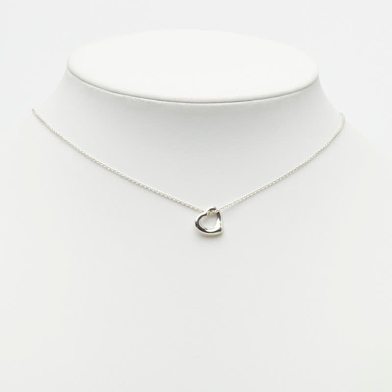 Tiffany & Co Elsa Peretti Open Heart Chain Pendant Necklace Silver — view 9