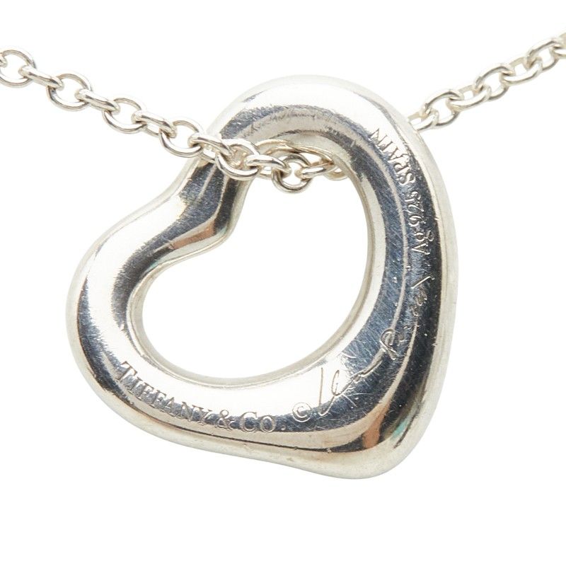 Tiffany & Co Elsa Peretti Open Heart Chain Pendant Necklace Silver — view 4