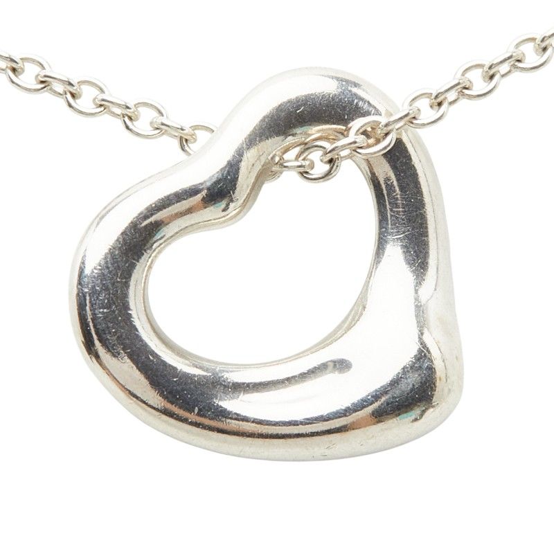 Tiffany & Co Elsa Peretti Open Heart Chain Pendant Necklace Silver — view 3