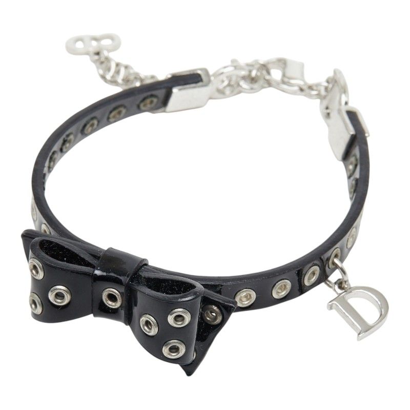 Dior Ribbon Bracelet Black Patent Leather Metal