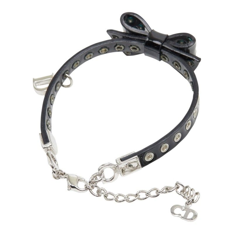 Dior Ribbon Bracelet Black Patent Leather Metal — view 2