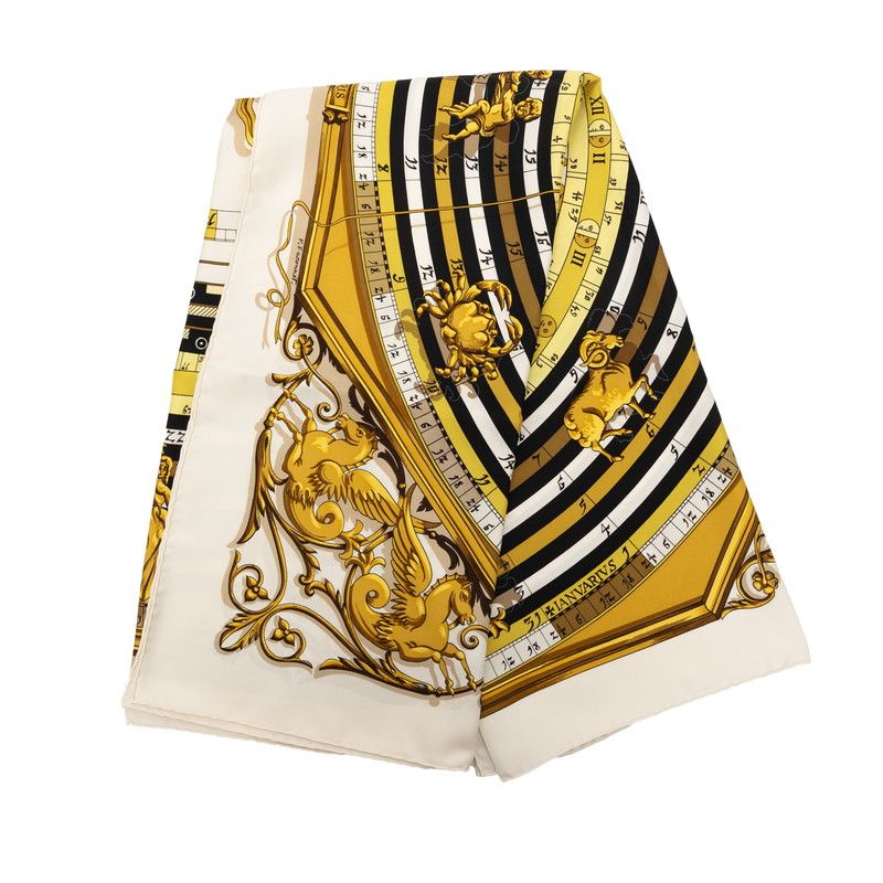 Hermes Carre 90 Dies ET Hore Astrology Scarf White Multicolor Silk — view 2