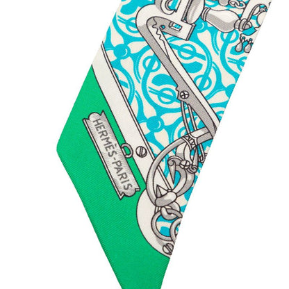 Hermes Twilly Mors ET Gourmettes Remix Scarf Green Multicolor Silk — view 3