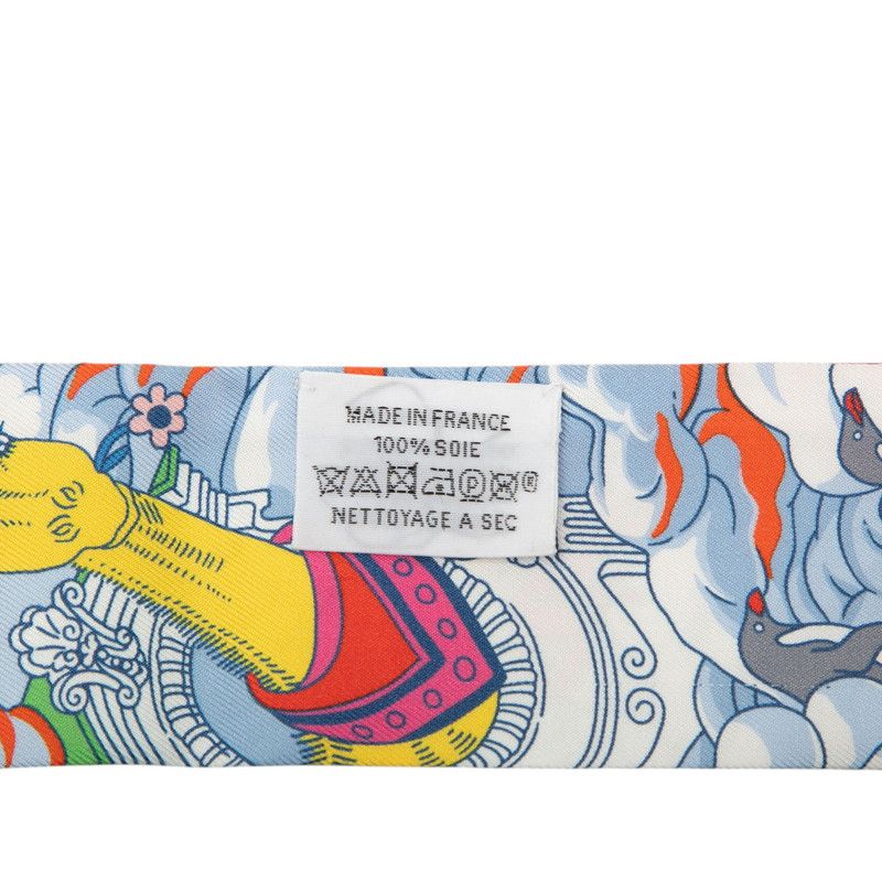 Hermes Twilly Sur Mon Nuage My Cloud Scarf Red White Silk — view 5
