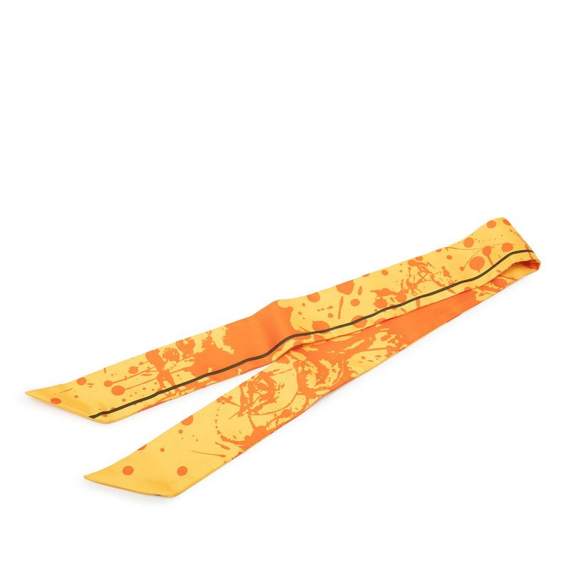 Hermes Twilly Unexpected Horse Cheval Surprise Scarf Yellow Silk