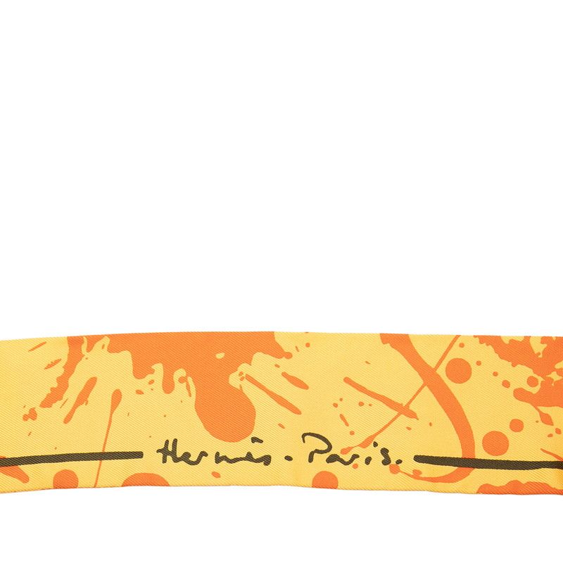 Hermes Twilly Unexpected Horse Cheval Surprise Scarf Yellow Silk — view 3