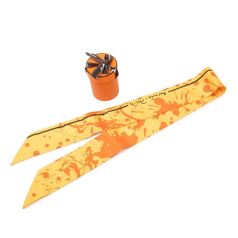 Hermes Twilly Unexpected Horse Cheval Surprise Scarf Yellow Silk — view 6