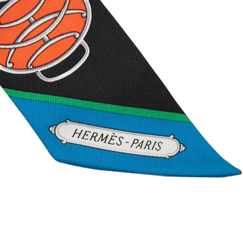 Hermes Twilly Lift Profile Scarf Navy Multicolor Silk — view 3