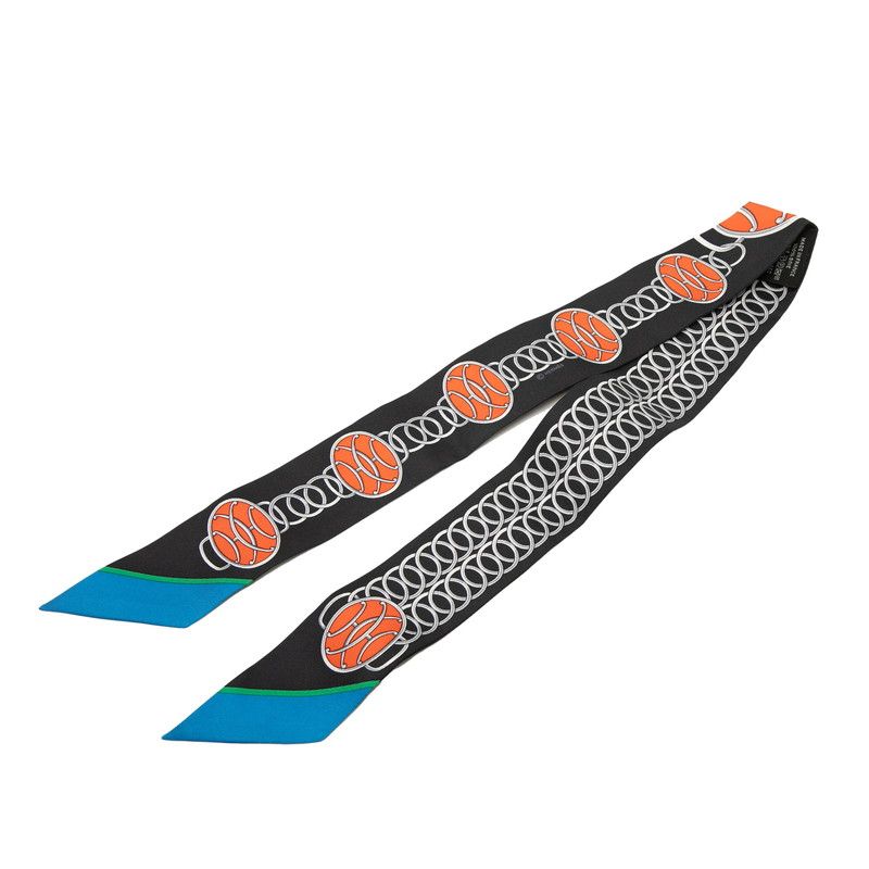 Hermes Twilly Lift Profile Scarf Navy Multicolor Silk — view 2