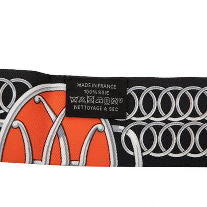 Hermes Twilly Lift Profile Scarf Navy Multicolor Silk — view 5