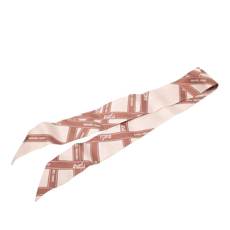 Hermes Twilly Bolduc Scarf Pink Silk