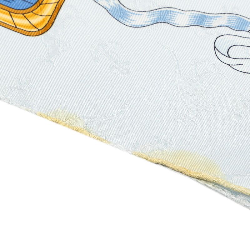 Hermes Carre 90 le Geographe Geographer Scarf Light Blue Multicolor Silk — view 6