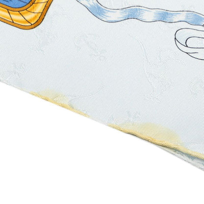 Hermes Carre 90 le Geographe Geographer Scarf Light Blue Multicolor Silk — view 6